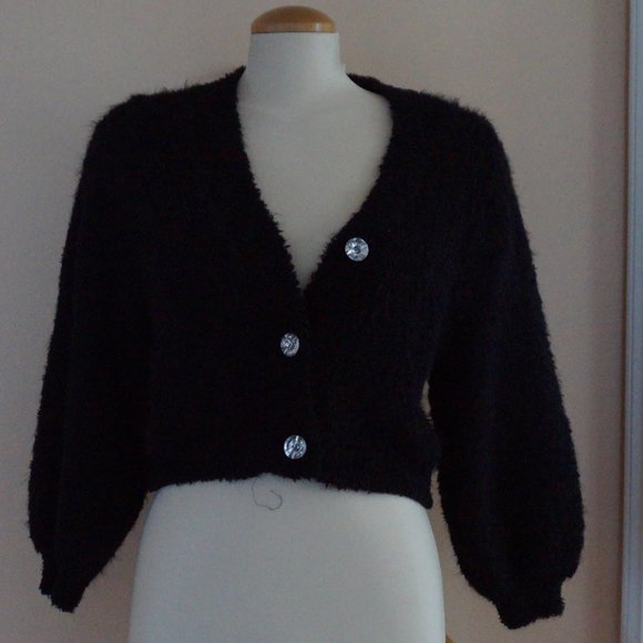 Fuzzy cropped cardigan - Picture 1 of 3